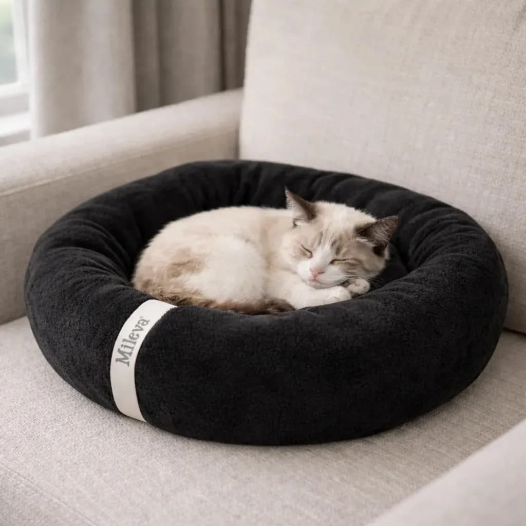 Cama De Gato Caminha Nuvem Ninho Pet Soft Redonda 50x50cm Cor Preto