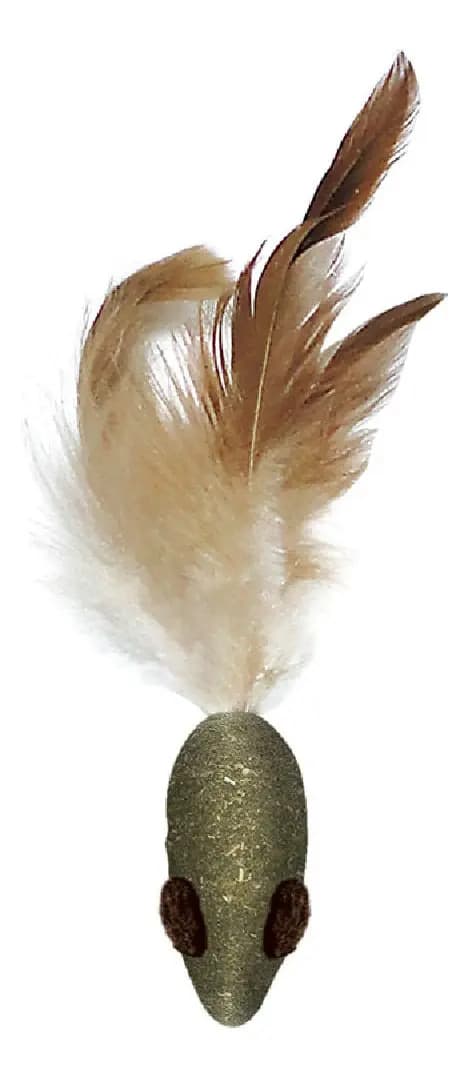 Brinquedo para Gato Jambo Rato de Catnip com Penas Verde